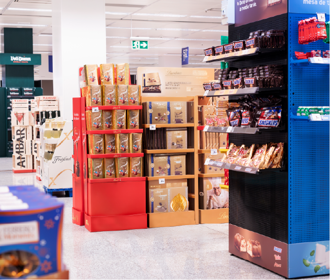 Promotional gondola-end display in a supermarket