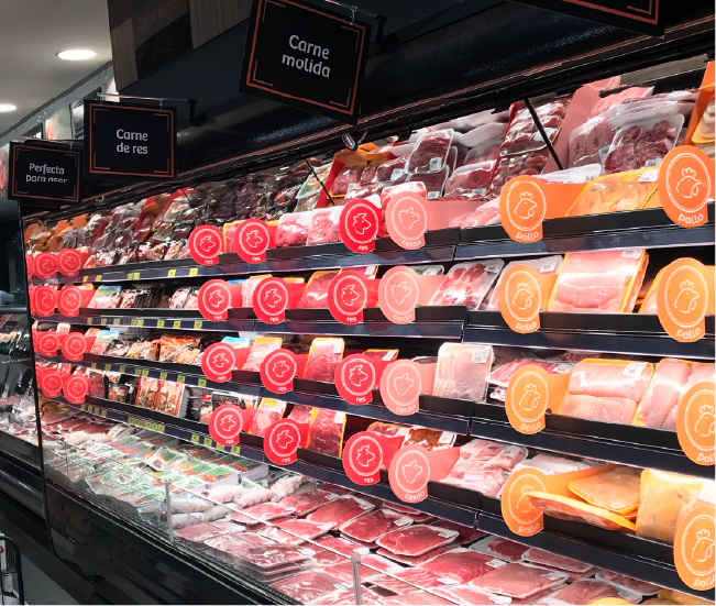Cured meats and deli aisle in a supermarket