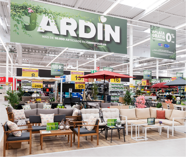 Garden and outdoor furniture section in a retail store